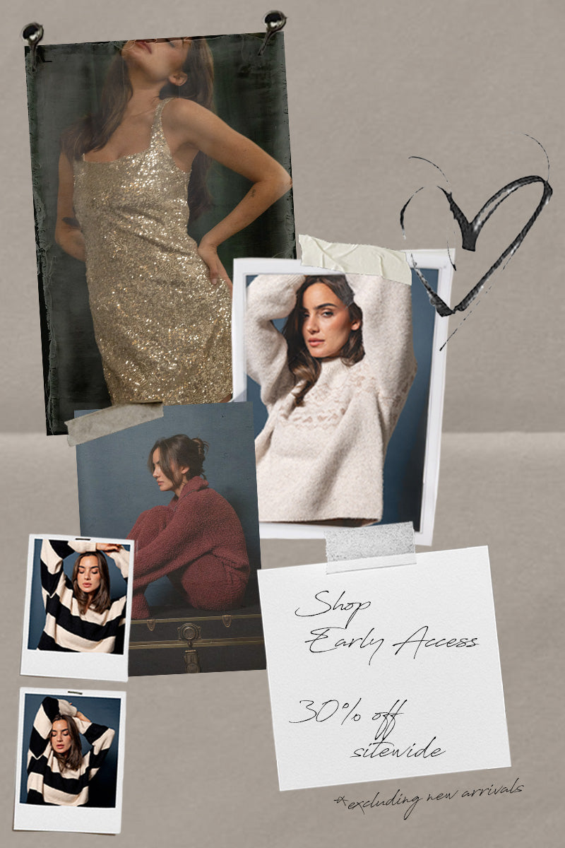 Saltwater Luxe sale banner featuring layered editorial imagery, handwritten Early Access messaging, and soft romantic styling for the Memorial Day event