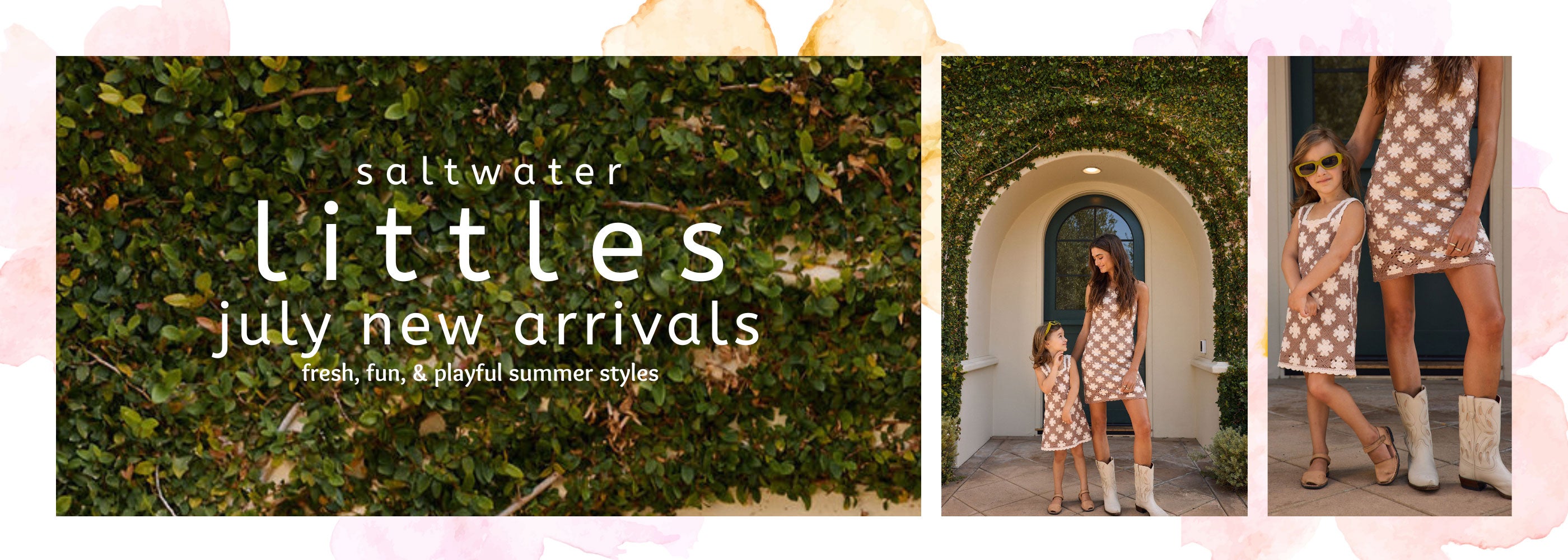 Soft summer textures and playful prints from the newest Saltwater Luxe Littles collection.
