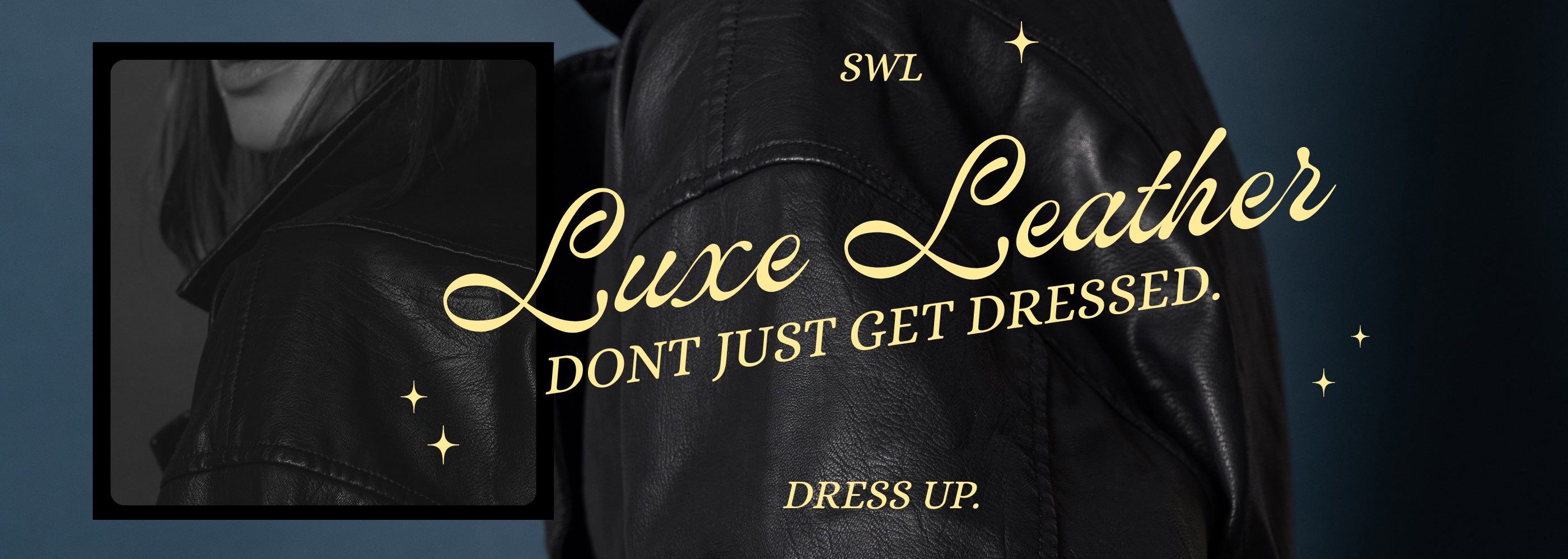 Saltwater Luxe Luxe Leather collection featuring elevated black leather jackets skirts and pants designed for confident evening styling