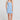 Front view of a woman wearing the Saltwater Luxe Carson Mini Dress in Dusty Blue on a neutral background
