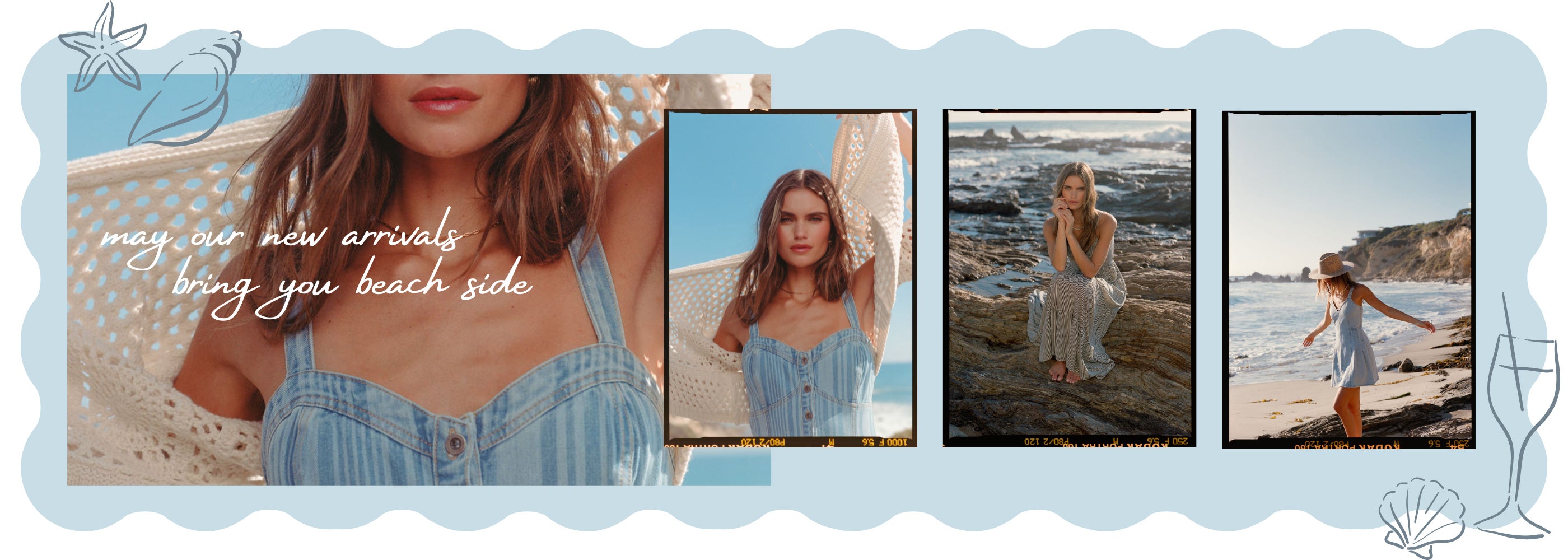Saltwater Luxe first summer drop featuring coastal minis midis and maxis in airy fabrics styled along the shoreline