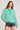 Saltwater Luxe Leilani Clover Sweater in Clover front view featuring green and cream stripe pattern relaxed fit and button henley neckline