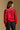 Model wearing the Saltwater Luxe Joss Crimson Sweater with a Fair Isle-inspired yoke, back view
