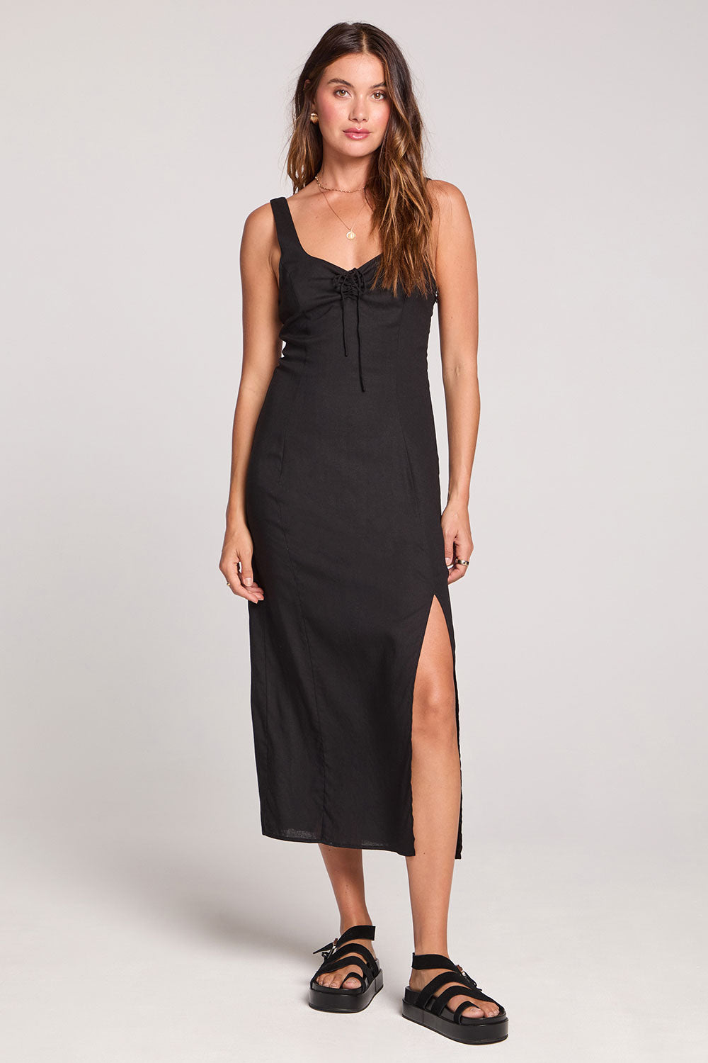 Woven Black Tank Midi Dress