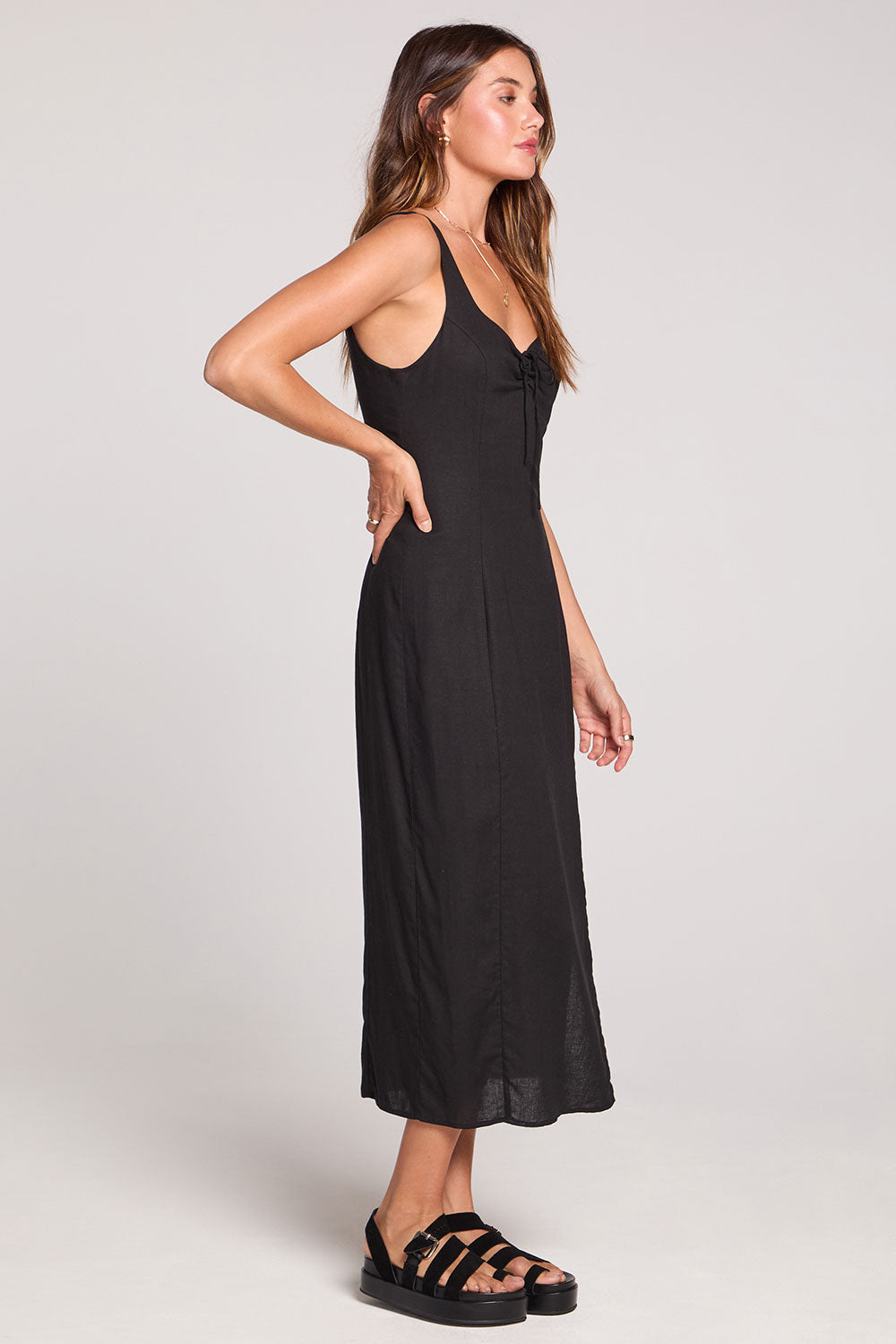 Woven Black Tank Midi Dress